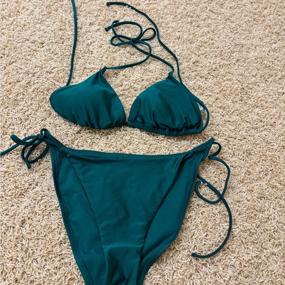 H&M Dark Teal String Bikini Set - Deep Green Swimwear